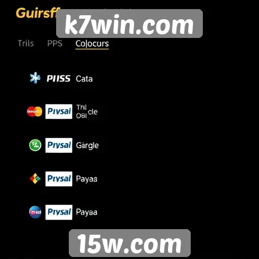 Métodos de pagamento disponíveis no k7win